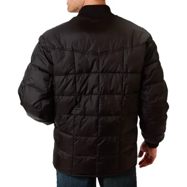 Western Yoke Poly Filled Quilted Black Jackets