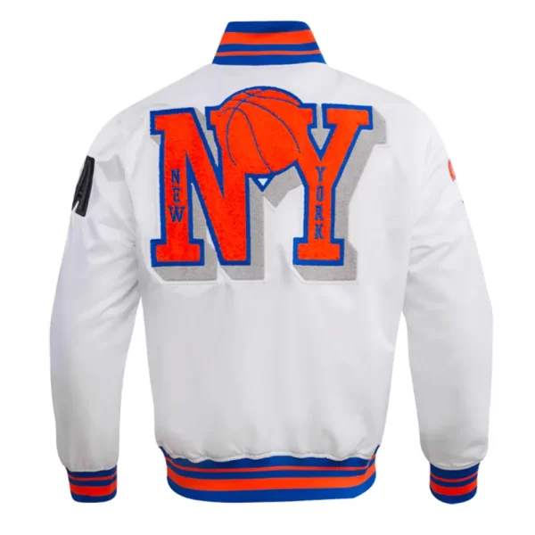 White New York Knicks Mashup Classic Rib Satin Jacket