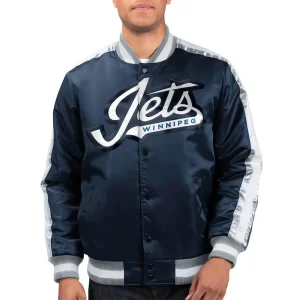 Winnipeg Jets Navy O-Line Satin Jacket