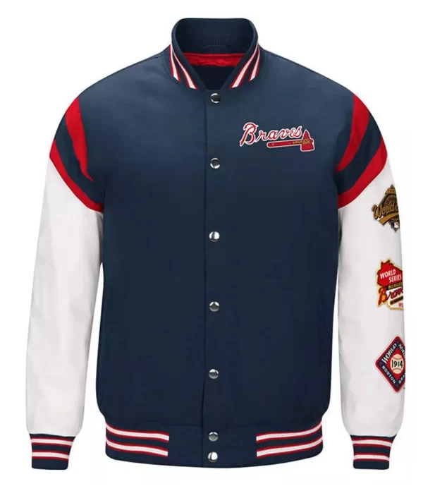 Atlanta Braves Home Team Commemorative Navy and White Jacket