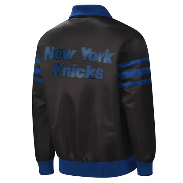 Black New York Knicks Captain Varsity Full-Zip Satin Jacket