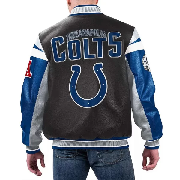 Black and Blue Indianapolis Colts Varsity Leather Full-Zip Jacket