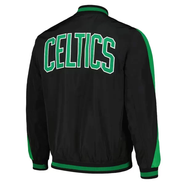 Boston Celtics Green Striped Bomber Black Jacket