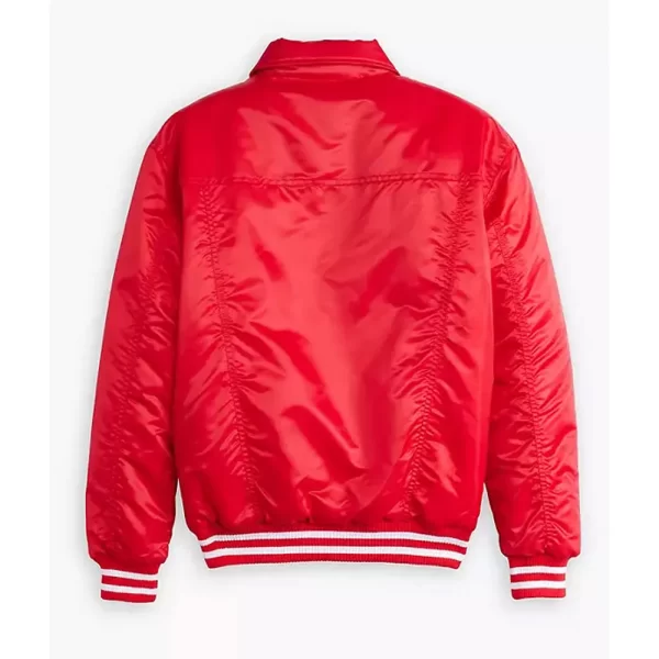 Chicago Bulls Trucker Full-Snap Red Satin Jacket