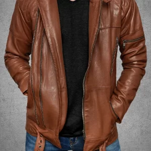 Cruiser Biker Brown Leather Jacket