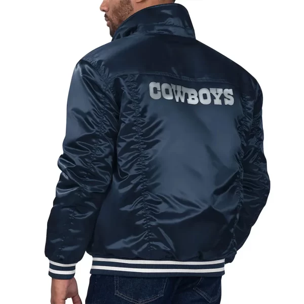 Dallas Cowboys Trucker Full-Snap Navy Satin Jacket