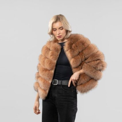 Horizontal Layer Faux Fur Jacket
