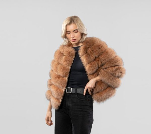 Horizontal Layer Faux Fur Jacket