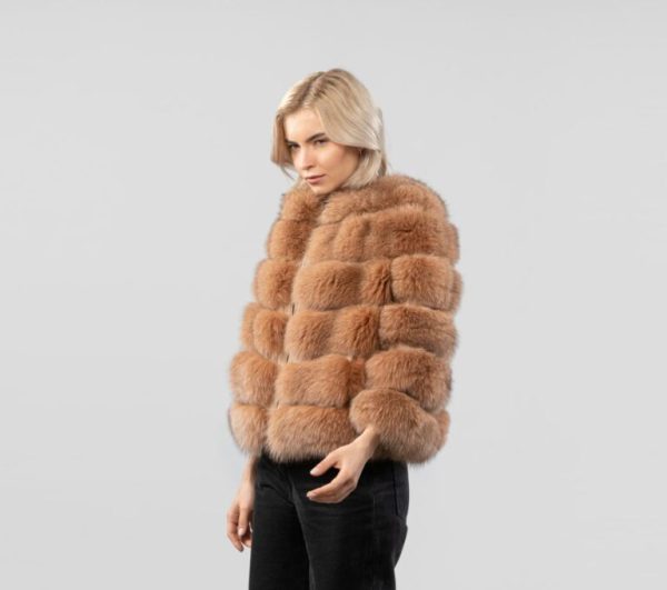 Horizontal Layer Fox Fur Jacket