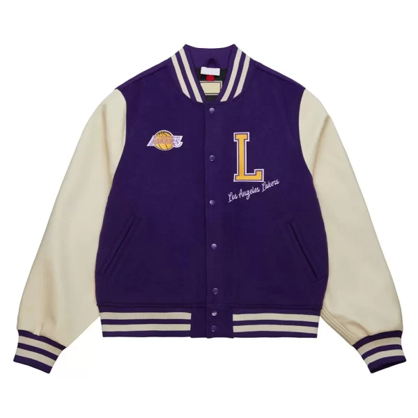 Los Angeles Lakers Purple and Off White Varsity Jacket