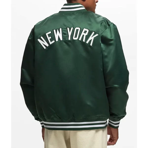 MLB New York Yankees Varsity Green Bomber Satin Jacket