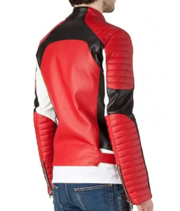 Men’s Padded Asymmetrical Motorcycle Black & Red Jacket