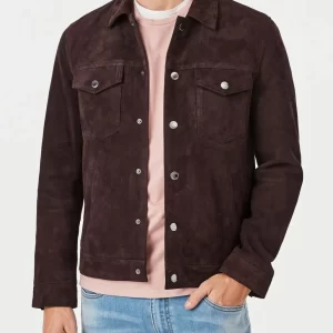 Men’s Suede Trucker Brown Leather Jacket