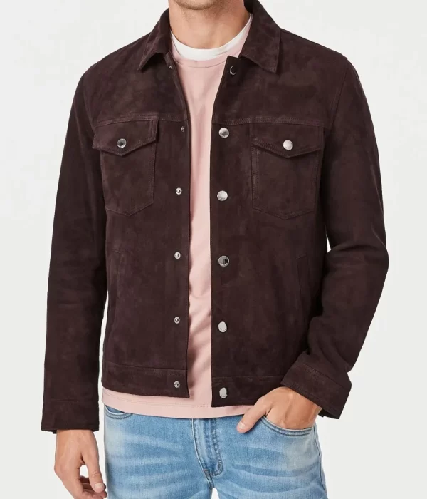 Men’s Suede Trucker Brown Leather Jacket