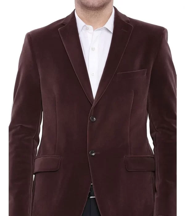 Men’s Two Button Brown Velvet Coat