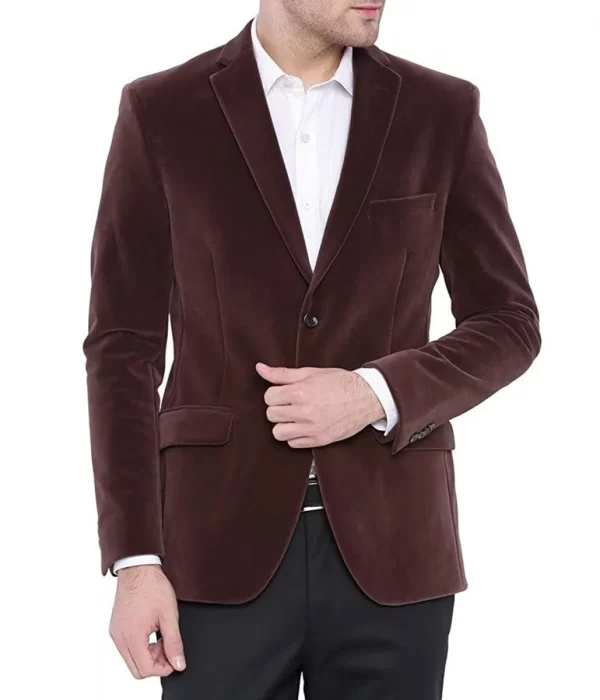 Men’s Two Button Brown Velvet Jacket