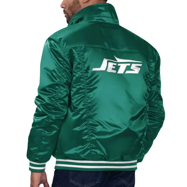 New York Jets Trucker Silver Tab Full-Snap Green Satin Jacket