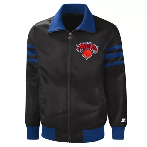 New York Knicks Captain Black Varsity Satin Jacket