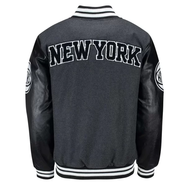 New York Knicks First Rounder Gray & Black Wool Varsity Jacket