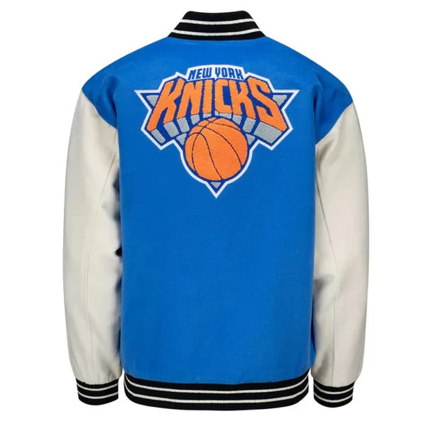 New York Knicks Leads Blue With Off-white Varsity Wool Jacket