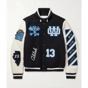 Off-White Appliquéd Felt and Wool Varsity Jacket