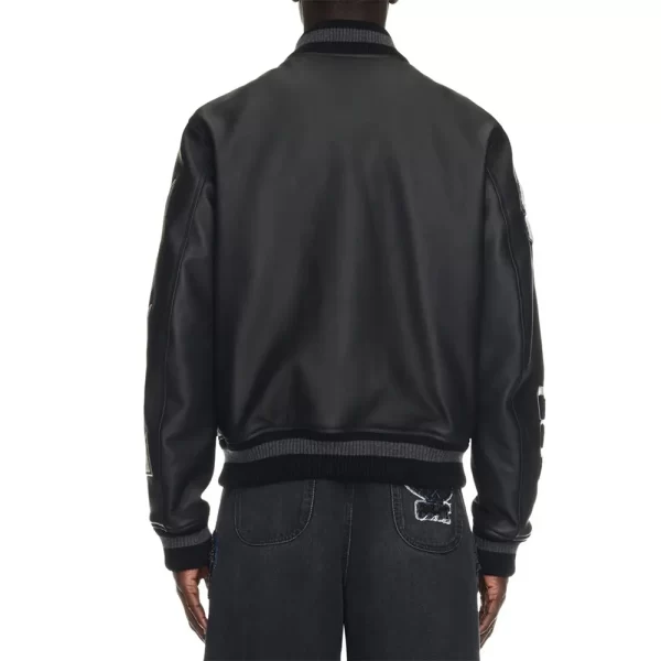 Off-White Full Leather Black Varsity Jacket