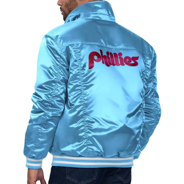 Philadelphia Phillies Silver Tab Light Blue Trucker Satin Jacket