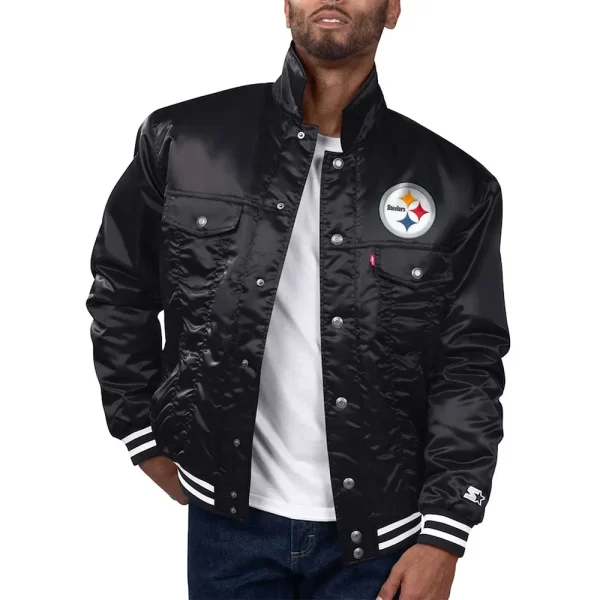 Pittsburgh Steelers Silver Tab Trucker Satin Jacket