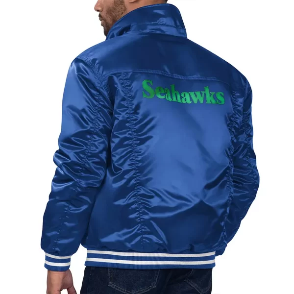 Seattle Seahawks Trucker Silver Tab Royal Full-Snap Satin Jacket