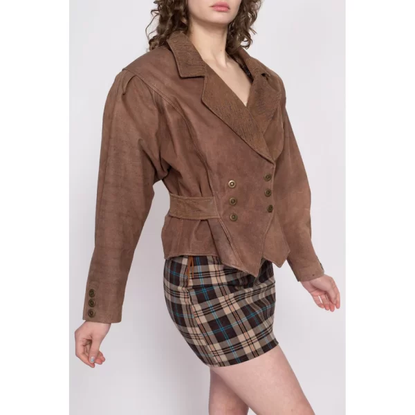 80s G-III Cinched Waist Cropped Suede Jacket