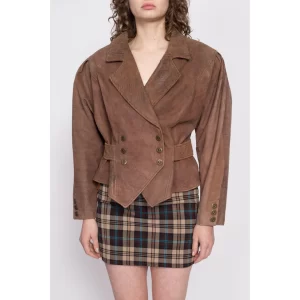 80s G-III Suede Cinched Waist Cropped Jacket