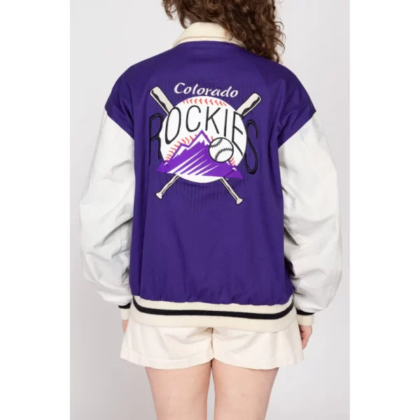 90 Colorado Rockies MLB Denim Varsity Jacket