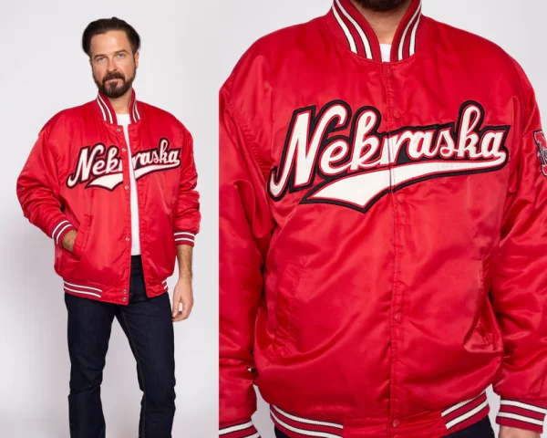 90s University Of Nebraska Satin Varsity Jackets