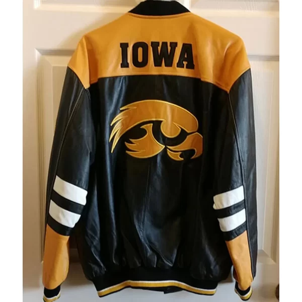 Black Iowa Hawkeyes Varsity Full-Snap Leather Jacket