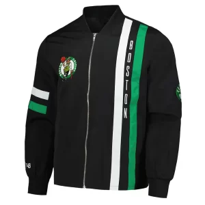Boston Celtics Black Stitch Applique Bomber Cotton Jacket