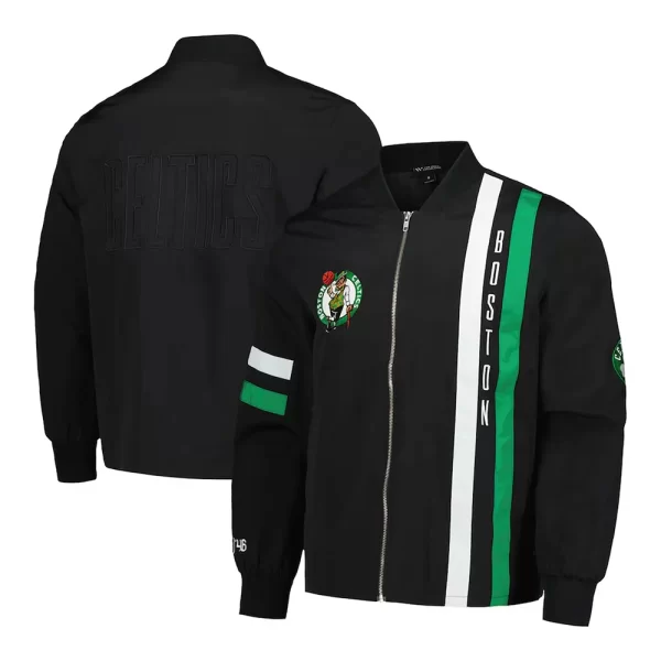 Boston Celtics Black Stitch Applique Bomber Jacket