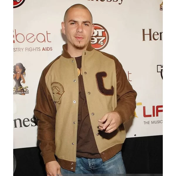 Brown & Beige Pitbull Varsity Wool Full-Snap Jacket