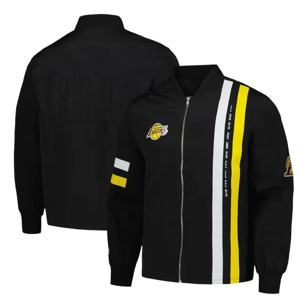 LA Lakers Black Stitch Applique Bomber Jacket