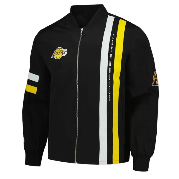 LA Lakers Black Stitch Applique Cotton Bomber Jacket