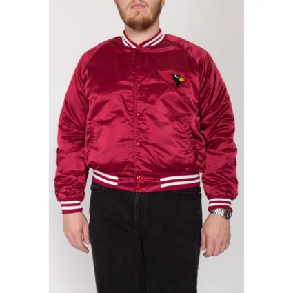 Large 80s Arizona Cardinals NFL Satin Bomber Jacket