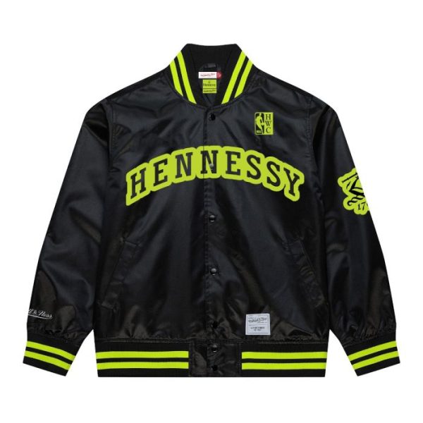 M&N Hennessy Neon Black Satin Jacket