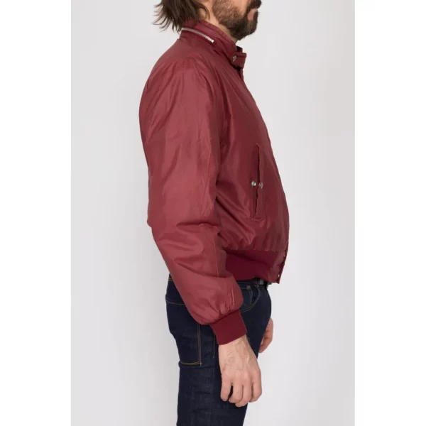 Medium 80s Wine Red Cafe Racer Puffer Jacket