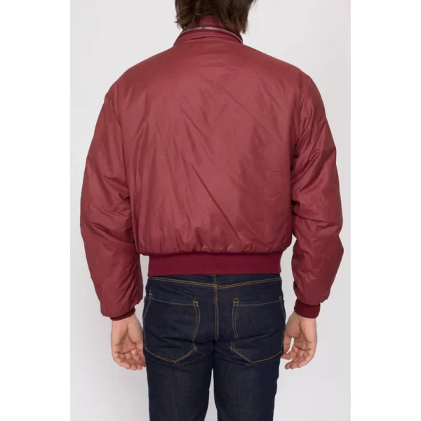 Medium Wine Red Cafe Racer Puffer Jacket