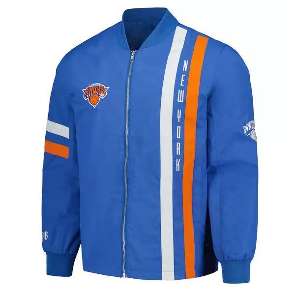 NY Knicks Blue Stitch Applique Cotton Bomber Jacket