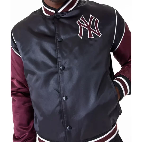 NY Yankees Black & Maroon Satin Jacket