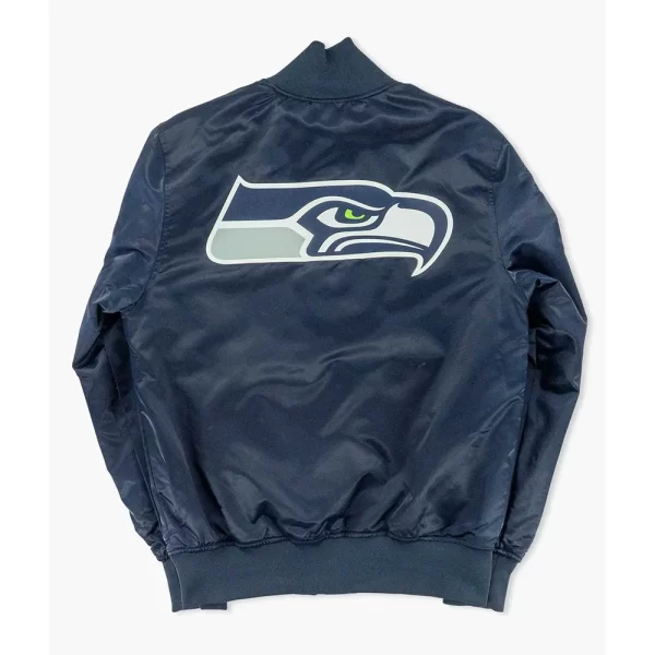 Navy Spirit Style Seattle Seahawks Satin Full-Snap Jacket