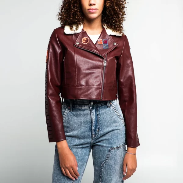 Rebel Faux Leather Cropped Moto Leather Jacket