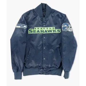 Seattle Seahawks Spirit Style Navy Blue Satin Jacket