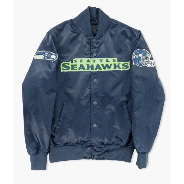 Seattle Seahawks Spirit Style Navy Blue Satin Jacket