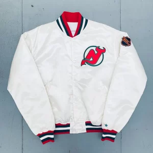 1980’s New Jersey Devils White Satin Bomber Jacket